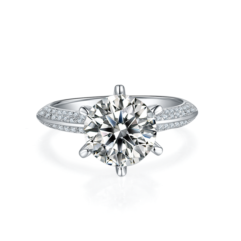 半壁江山S925银镀白金MoissaniteWomen's Ring3.0ctD级
